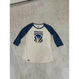 REI Co-Op Women's Small "Protect Our Wild Waters" Raglan Baseball Shirt